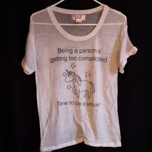 White unicorn tee